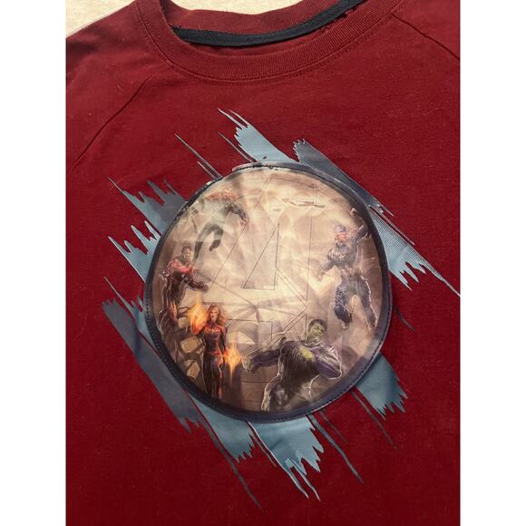Marvel Comics Avengers Endgame T-Shirt Boy XXL Iron Man Thor Hulk Graphic Red - Picture 4 of 9
